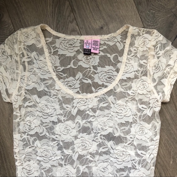 Cream Colored Lace Peplum Top - Picture 2 of 2